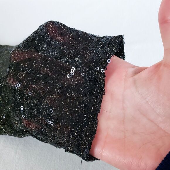 BKE Lace Sequin Top Womens M Sheer Bohemian Indie Soft Grunge Raglan Going Out - Picture 5 of 7